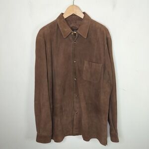 Mark Shale Suede Leather Shirt Jacket Shacket Button Up Lined